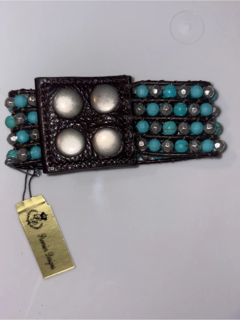 Premier Designs Turquoise and Silver Multi-Row Wrap Bracelet